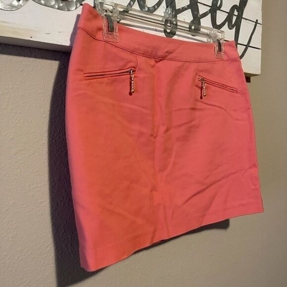 H&M - coral / gold accent mini skirt - Picture 2 of 4